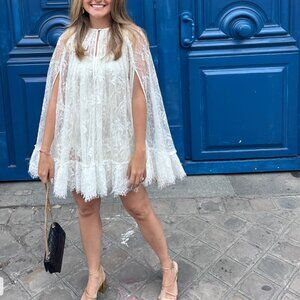 Hemant & Nandita White Lace Cape with Slip (worn once)